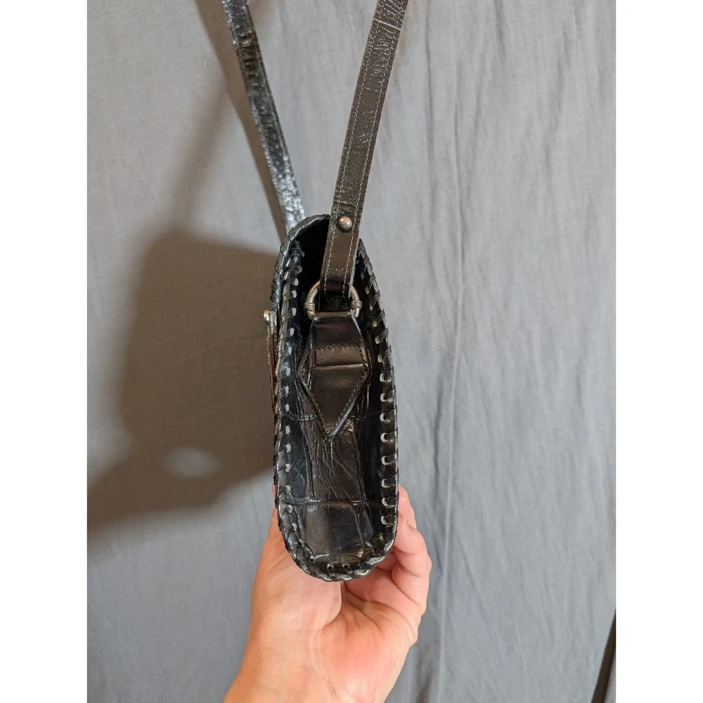 Glen Miller for Ann Turk crocodile leather Black clutch‎